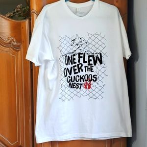 Next level white XL, graphic tee. One flew over the cuckoo nest. Vero Beach.